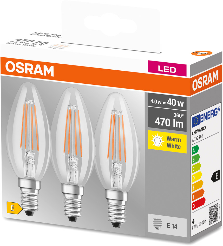 OSRAM LED Base LED Lampe Kerzenform matt ex 40W 4W 2700K Warmweiß