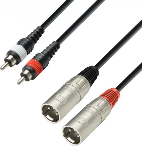 Adam Hall Cables K3 TMC 0600 - Audiokabel ummantelt 2 x RCA Stecker auf 2 