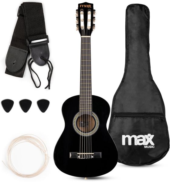 Max SoloArt Junior 1/4 Classic Guitar Pack Schwarz