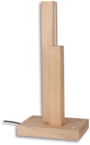 ISOLED LED Tischleuchte SONNECK, 45cm, 10W, Eiche geölt, Holz-Standfuß, 3000K, Touch-dimmbar