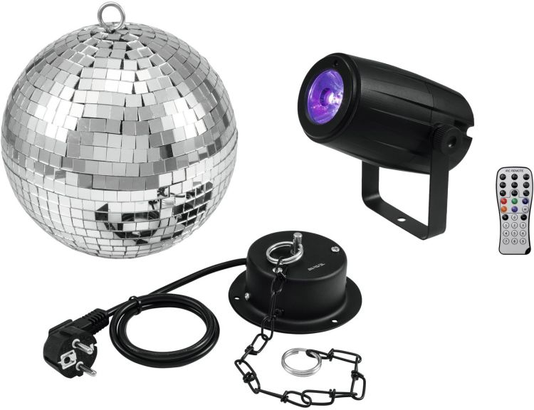 EUROLITE Set Spiegelkugel 20cm mit Motor + LED PST-5 QCL Spot sw