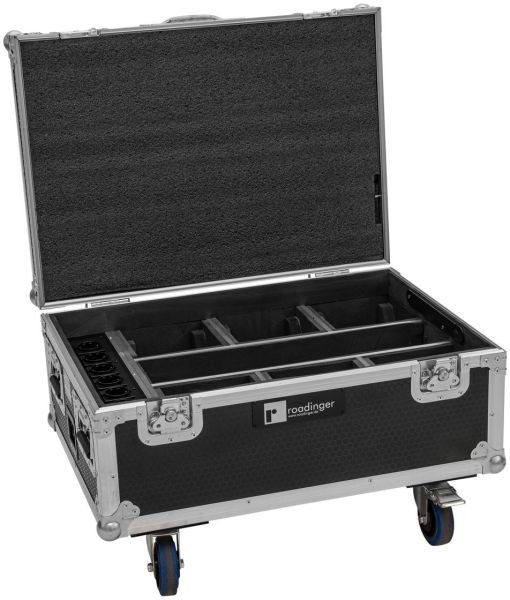 ROADINGER Flightcase 6x AKKU IP TL-3 QCL Trusslight CRMX mit Ladefunktion und Rollen