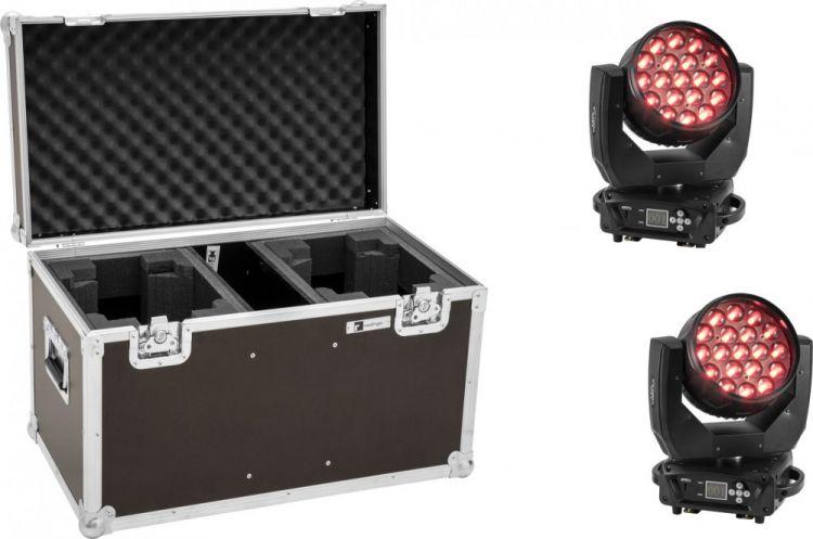 EUROLITE Set 2x LED TMH-X4 Moving-Head Wash Zoom + Case