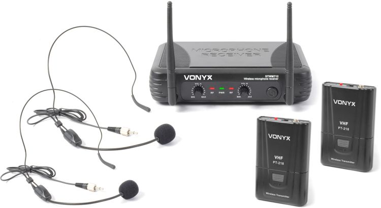 Vonyx STWM712H Drahtloses 2-Kanal-VHF-Headset-Mikrofonsystem -B-Stock-
