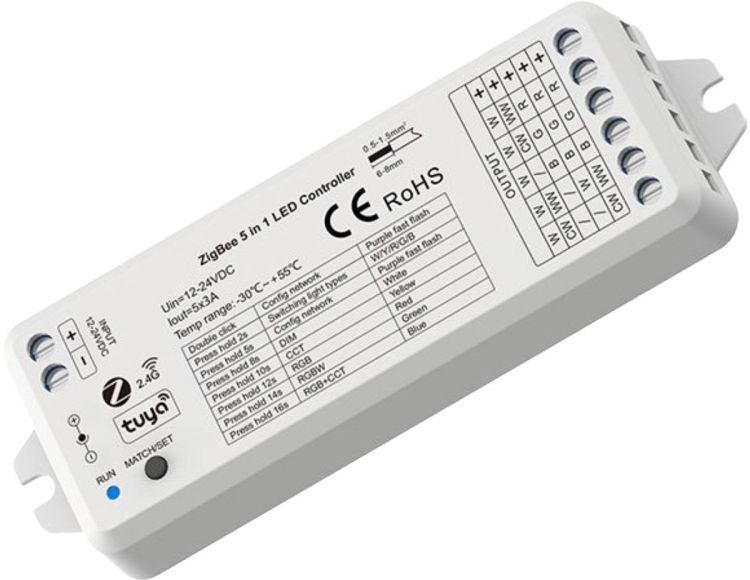 ISOLED Sys-Pro + Zigbee 3.0 Funk 1-5 Kanal PWM-Dimmer, 12-24V DC 5x3A