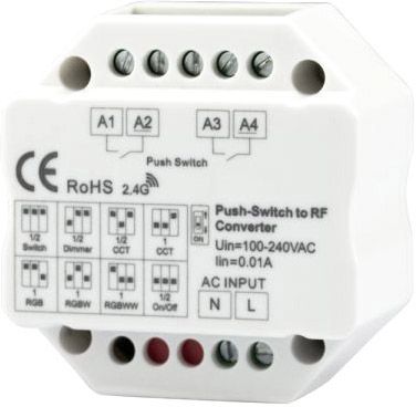 ISOLED Sys-Pro 2-Push Input, Funk-Output für Switch/Dimm/CCT/ RGB/RGB+W Empfänger, 100-240V