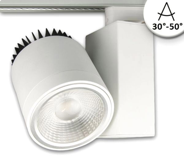 ISOLED 3-PH Schienen-Strahler fokussierbar, 35W, 30°-50°, weiß matt, 4000K, CRI92