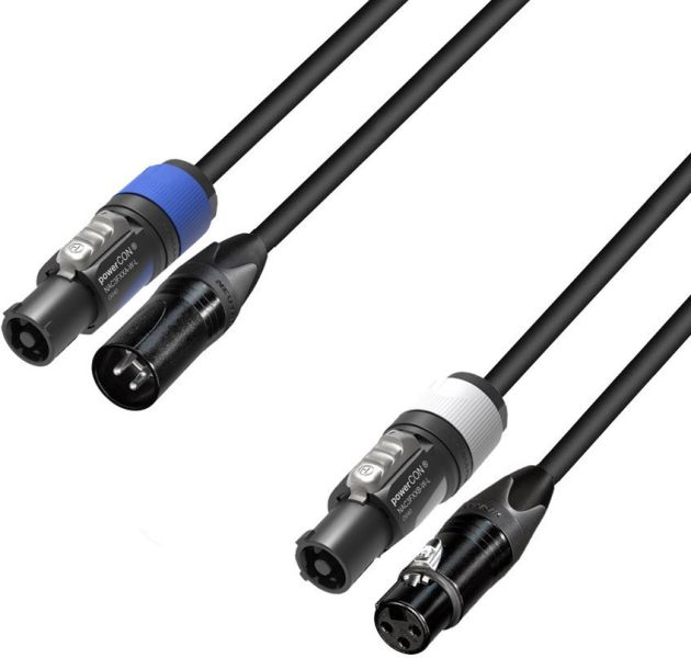 Adam Hall Cables 5 STAR H PCON A 0300 - Hybridkabel | Audio Neutrik® XLR x powerCON® | 3 m