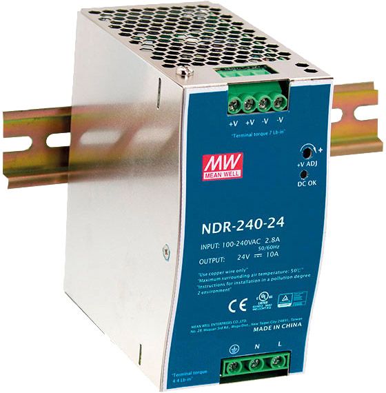 Meanwell DIN Rail Power Supply 240 W/24 VDC Mean Well NDR-240-25