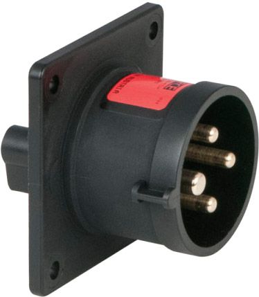 Showtec CEE 16A 400V Flans. Fassung gerade 4p 6h Stecker Schw. Male