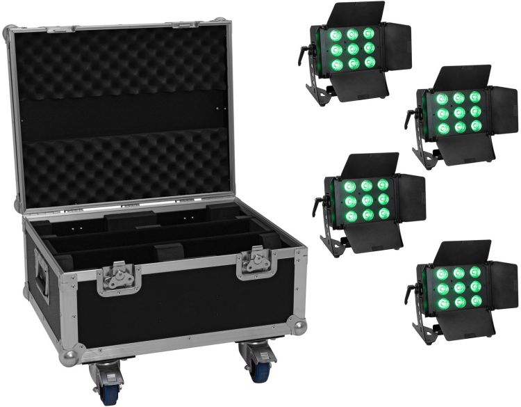 EUROLITE Set 4x LED CLS-9 QCL RGB/WW 9x7W + Case