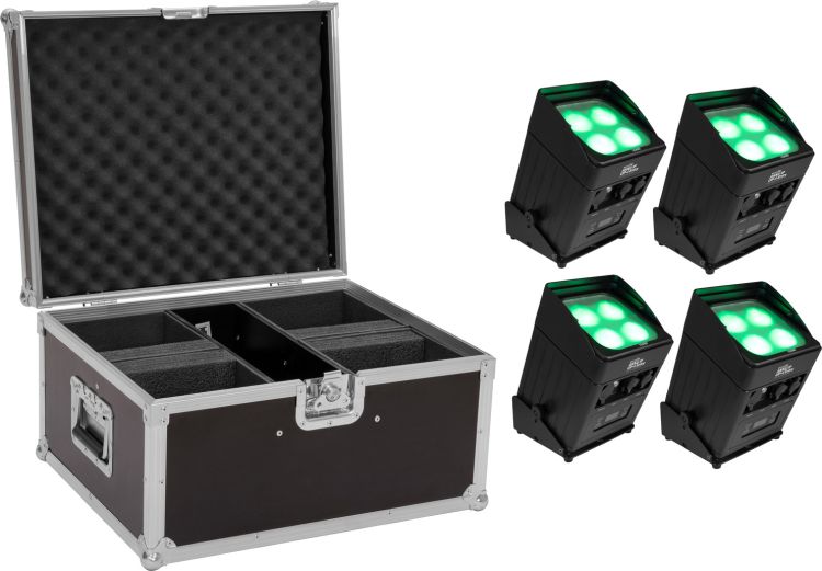 EUROLITE Set 4x AKKU UP-4 Entry QCL Spot QuickDMX + Case