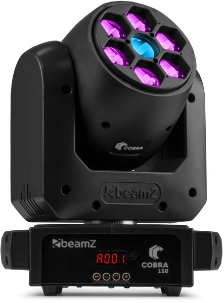 beamZ Cobra 160 Spot 100W Moving Head mit 6x 10W B-Eye