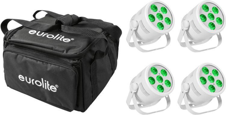 EUROLITE Set 4x LED Silent Par 6 QCL Floor ws + Soft-Bag