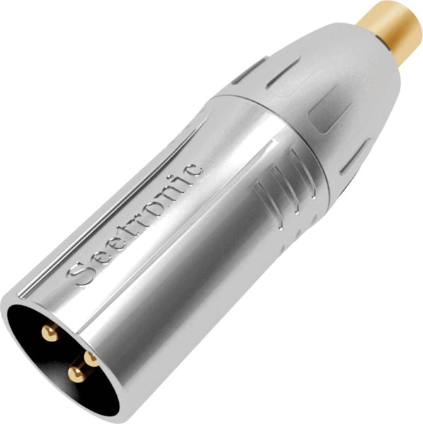 Seetronic XLR 3P male to RCA female Goldkontakte - silberfarbenes Gehäuse