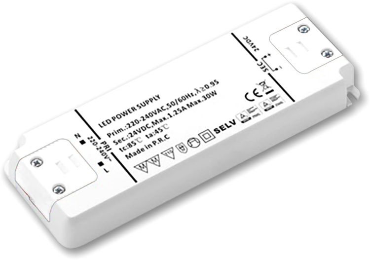 ISOLED LED Trafo 24V/DC, 0-30W, ultraflach, SELV