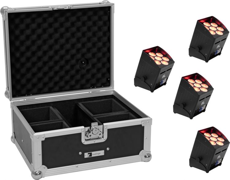 EUROLITE Set 4x AKKU UP-7 QCL Spot QuickDMX + Case