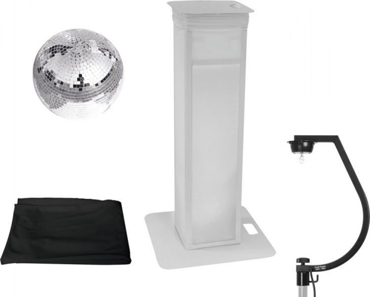 EUROLITE Set Spiegelkugel 30cm mit Stage Stand variabel + Cover schwarz