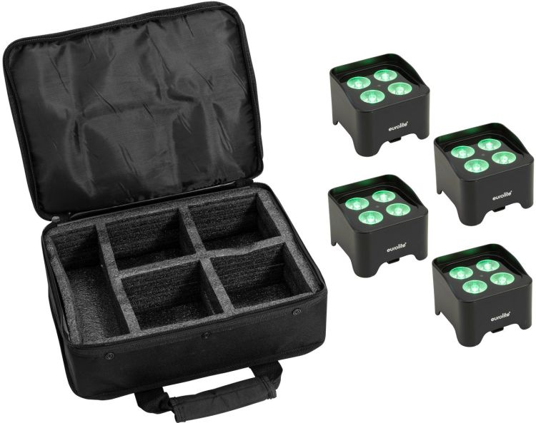 EUROLITE Set 4x AKKU Mini UP-4 QCL Spot MK2 + Soft-bag