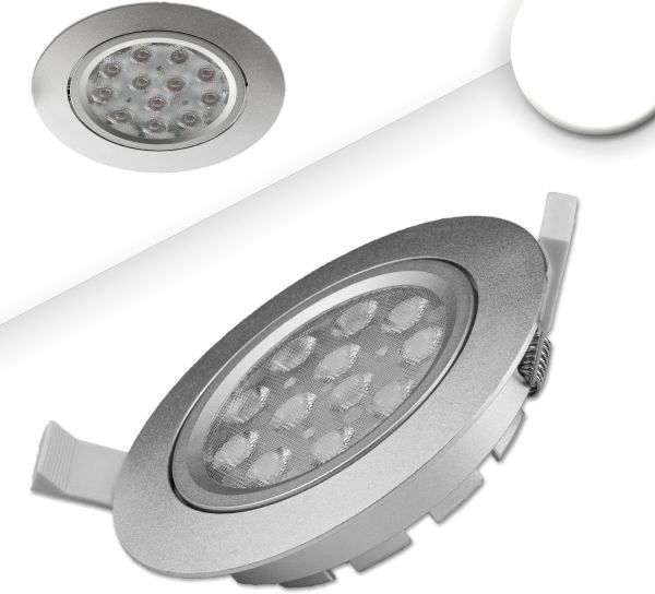 ISOLED LED Einbaustrahler, silber, 15W, 72°, rund, neutralweiß, dimmbar