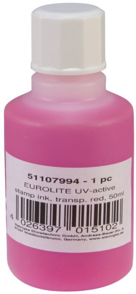 EUROLITE UV-aktive Stempelfarbe, transparent rot, 50ml