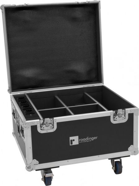 ROADINGER Flightcase 4x AKKU IP PAR 7 QCL WDMX mit Ladefunktion