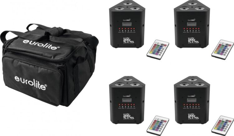 EUROLITE Set 4x AKKU TL-3 QuickDMX + Soft-Bag