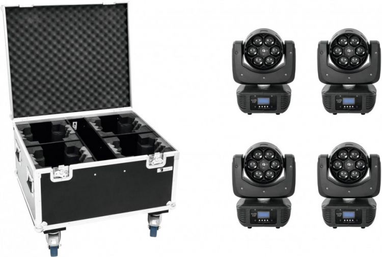 EUROLITE Set 4x LED TMH FE-600 Beam/Flowereffekt + Case