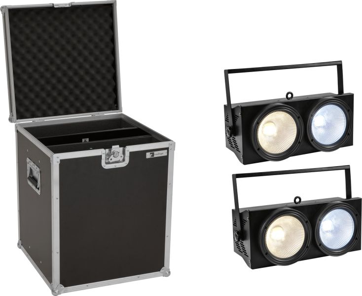 EUROLITE Set 2x Audience Blinder 2x100W LED COB CW/WW + Case