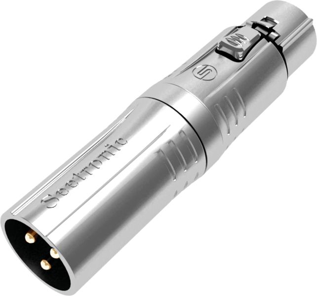 Seetronic XLR 3P male to XLR 5P female Goldkontakte - silberfarbenes Gehäuse