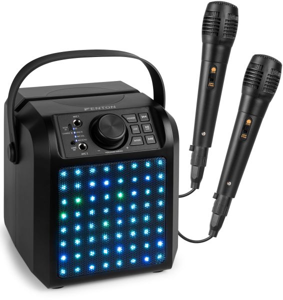 Fenton KAR50B Karaoke-Lautsprecher mit LED-Lichteffekt Schwarz