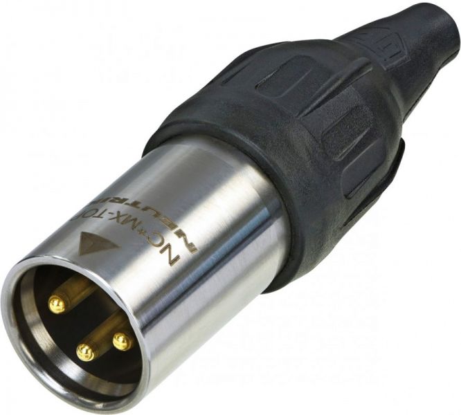 Neutrik XLR 3p. Connector Male TOP - Goldkontakte, Edelstahlgehäuse