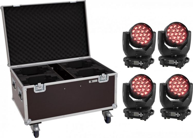 EUROLITE Set 4x LED TMH-X4 Moving-Head Wash Zoom + Case