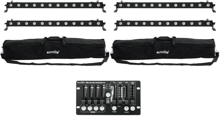 EUROLITE Set 4x LED BAR-12 QCL RGBW + 2x Soft Bags + Controller