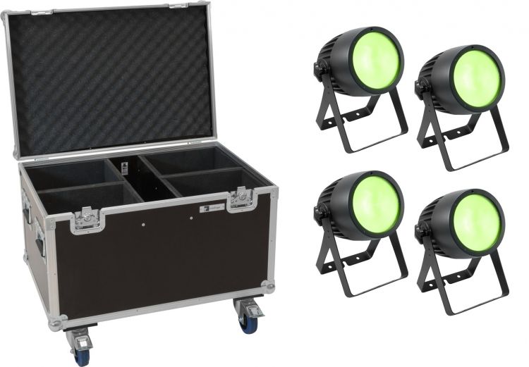 EUROLITE Set 4x LED Theatre COB 200 RGB+WW + Case mit Rollen