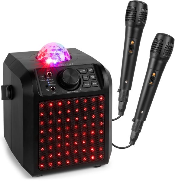 Fenton KAR55B Karaoke Lautsprecher mit LED Jelly Ball Schwarz