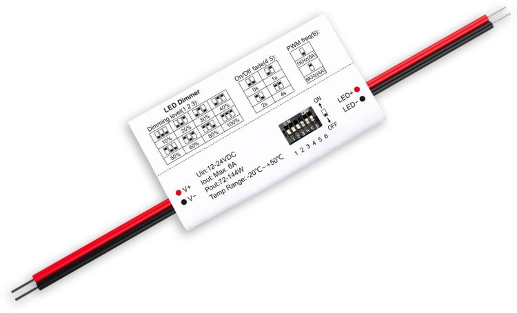 ISOLED LED Soft-On/Soft-Off Multi-PWM-Dimmer, 1 Kanal, 12-24V DC 6A