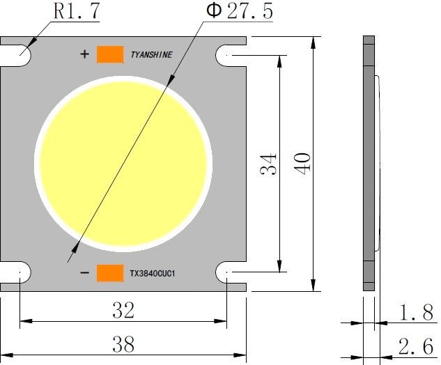 LED COB 150W 3000K LED PFE-120 (TX-3840W150D180CUY-C02AH95)