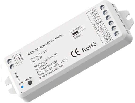 ISOLED Sys-Pro RGB+CCT Funk Mesh PWM-Controller, 1-5 Kanal, 12-24V DC 5x3A