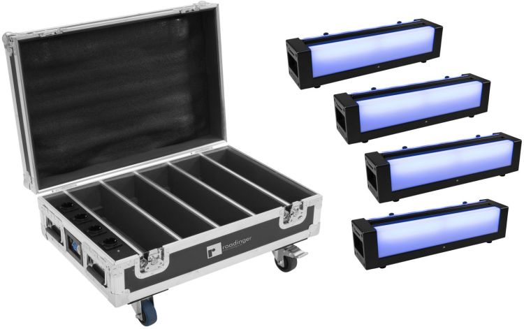 EUROLITE Set 4x AKKU Bar-6 + Flightcase mit Ladefunktion