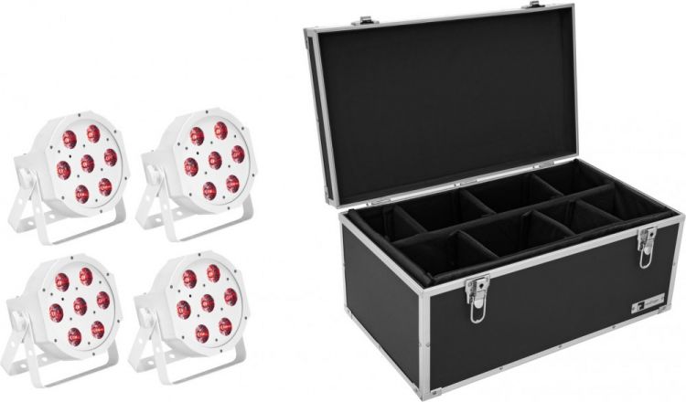 EUROLITE Set 4x LED SLS-7 HCL Floor weiß + Case