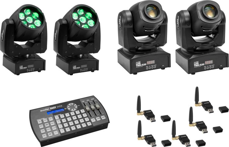 EUROLITE Set 2x LED TMH-W63 + 2x LED TMH-S30 + USB QuickDMX + Easy Show