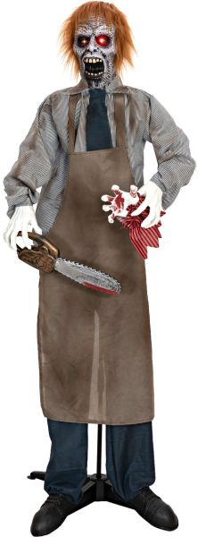 EUROPALMS Halloween Figur Zombie mit Kettensäge, animiert, 170cm -B-Stock-