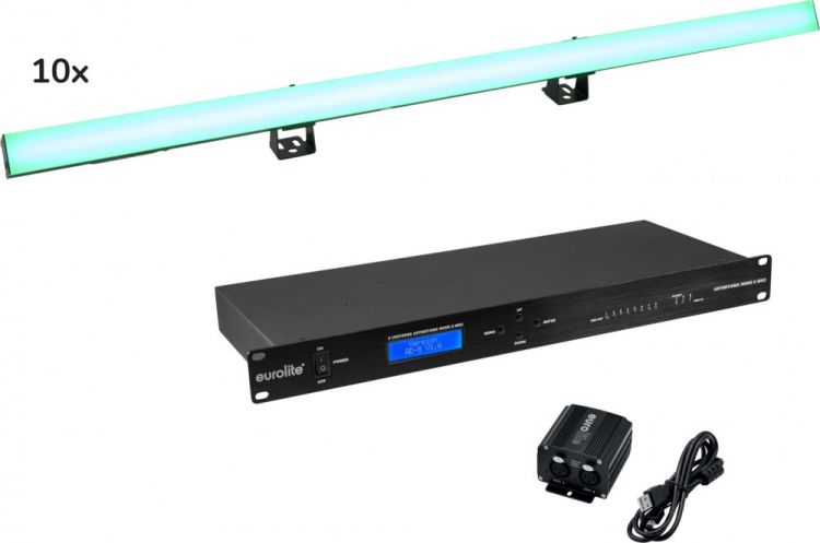 EUROLITE Set 10x LED PR-100/32 Pixel DMX Rail + DMX Software