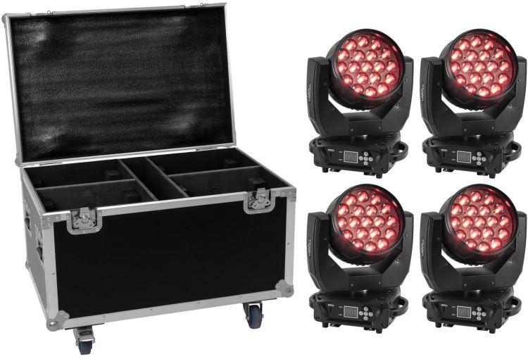 EUROLITE Set 4x LED TMH-X4 + Case mit Rollen