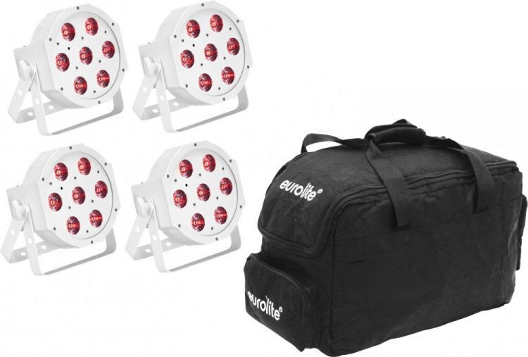 EUROLITE Set 4x LED SLS-7 HCL Spot weiß + Soft Bag