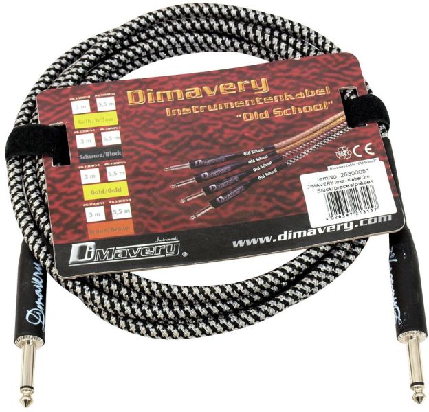 DIMAVERY Instrumenten-Kabel, 3m, sw/sil