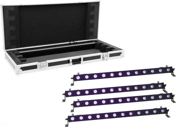 EUROLITE Set 4x LED BAR-12 UV Leiste + Case