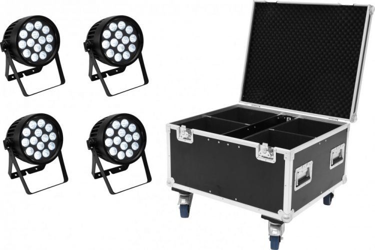 EUROLITE Set 4x AKKU IP PAR 14 HCL QuickDMX + Case