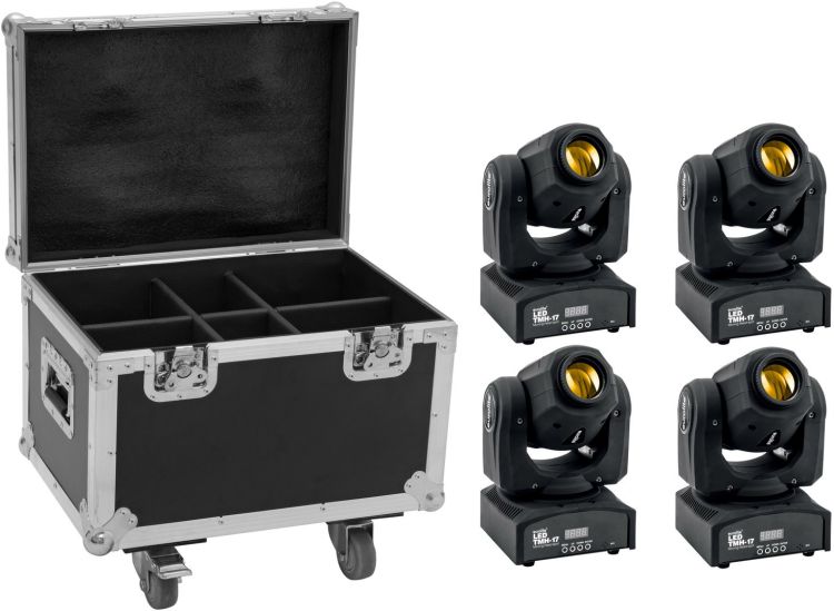 EUROLITE Set 4x LED TMH-17 Spot + Case mit Rollen